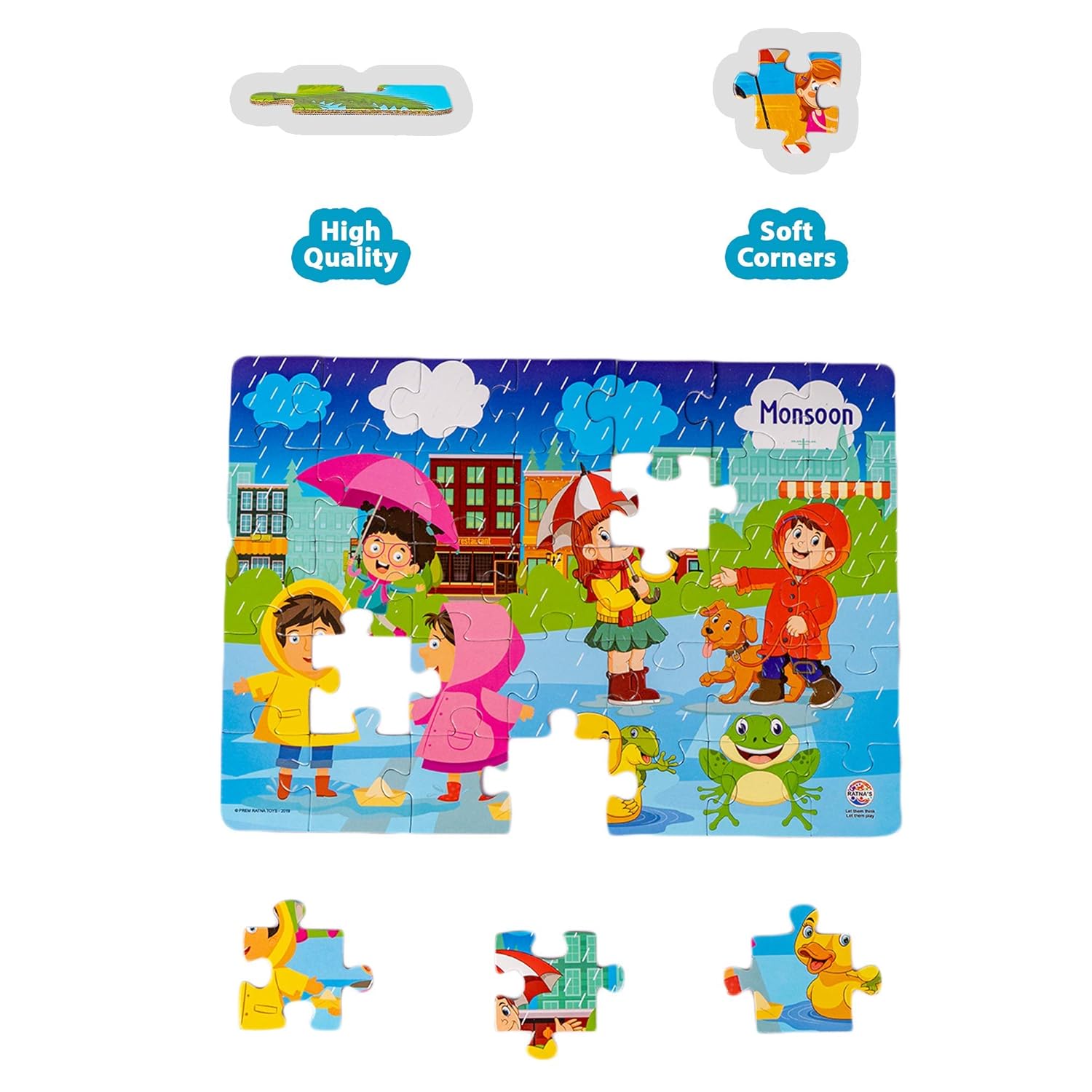 Ratna's 4 in 1 Indian Seasons Jigsaw Puzzle for Kids - Set of 4 | 35-Piece Puzzles | Educational Toy for Cognitive Development | Vibrant Colors | Puzzle Guide Included | Ages 3 and Up