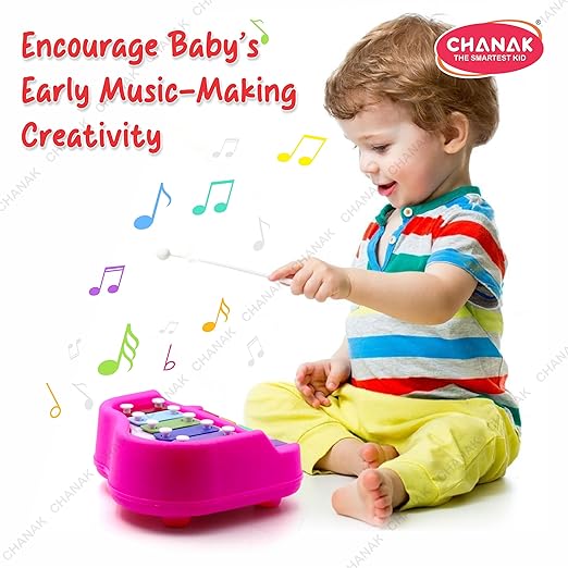 Chanak Musical Xylophone Plastic Piano Toy for Kids, Musical Piano Xylophone for Kids, Non-Toxic Suitable for Children Above 3 Years, BIS Approved (Pian Pink)