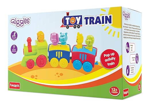 Giggles Kid Funskool - 2 In 1 Colourful Animal Pull Along Toy Train, Walking, Shape Sorting, Pretend Play Preschool Toys, Multicolour, 12 Months & Above