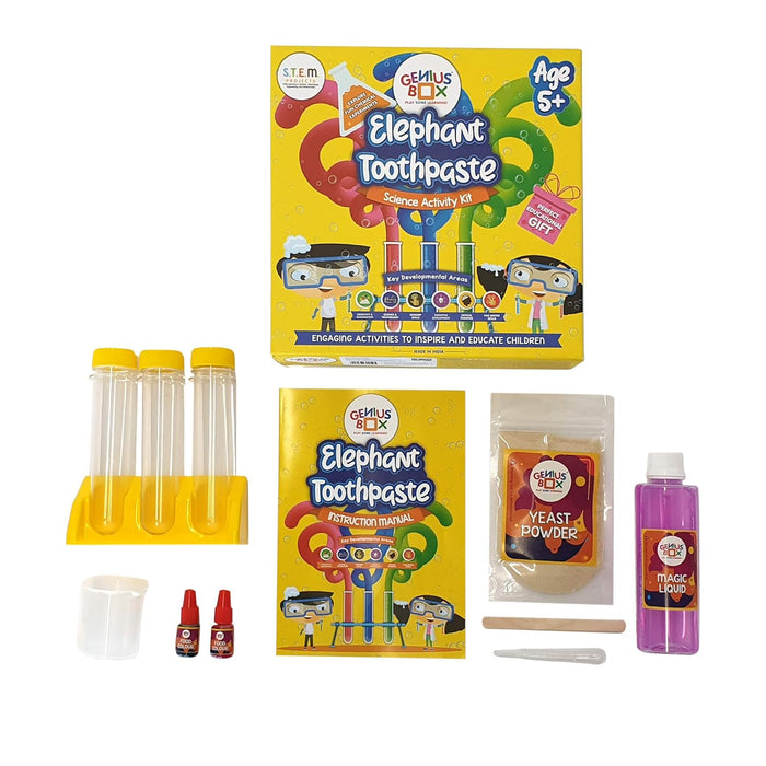 Genius Box - Play some Learning Elephant Toothpaste Science Activity Kit for 5 Years and Up: Birthday Gift, Return Gift, DIY, Educational Toy, Learning Kit, STEM Toy