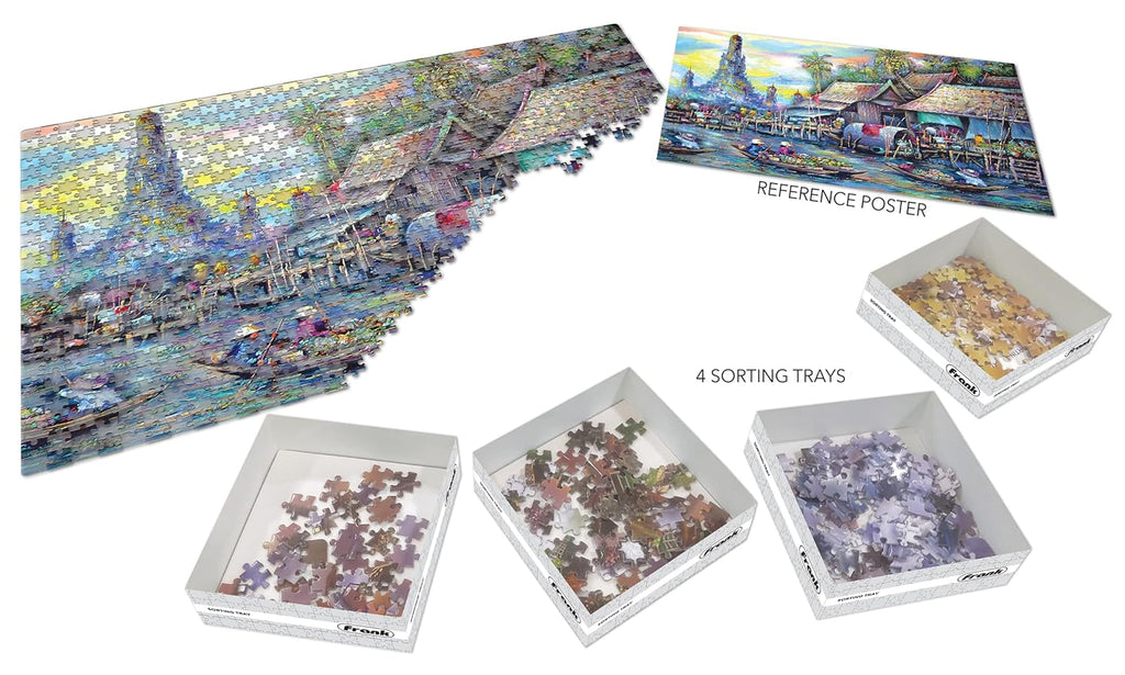 Frank Floating Market Jigsaw Puzzle (1000 Pieces) for Adults and Kid Above 15+ Years-Realistic Illustrations-Fun & Challenging Brain Booster Games - for Focus and Memory