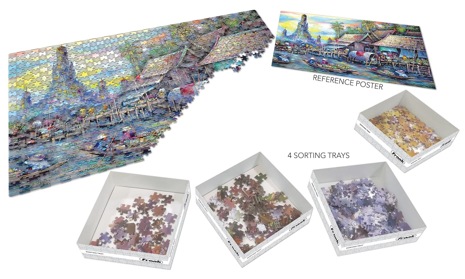 Frank Floating Market Jigsaw Puzzle (1000 Pieces) for Adults and Kid Above 15+ Years-Realistic Illustrations-Fun & Challenging Brain Booster Games - for Focus and Memory