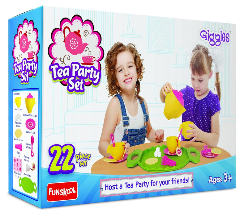 Giggles Funskool - Tea Party Set, 22 Piece Colourful Pretend and Play Tea Set, Language and Social Skills,Role Play, Preschool Toys, 3 Years & Above