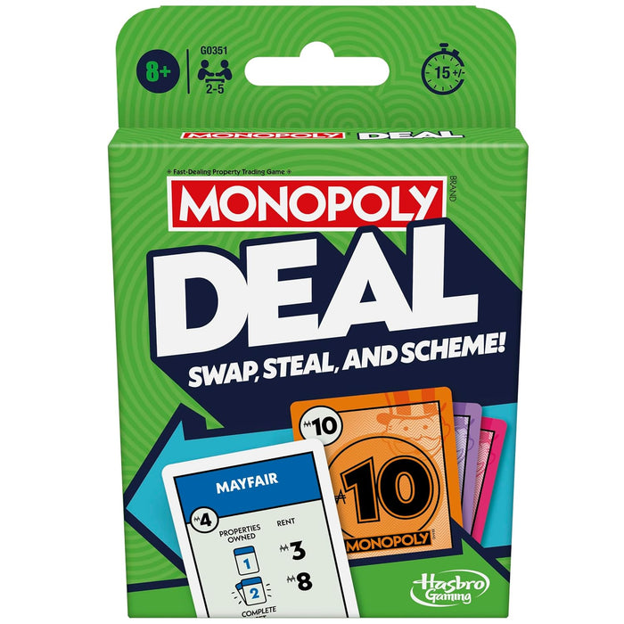 Monopoly Deal Card Game | Quick-Playing Card Game | Fun Games for Families and Kids | Ages 8 and Up | 2 to 5 Players | 15 Mins. | Travel Games