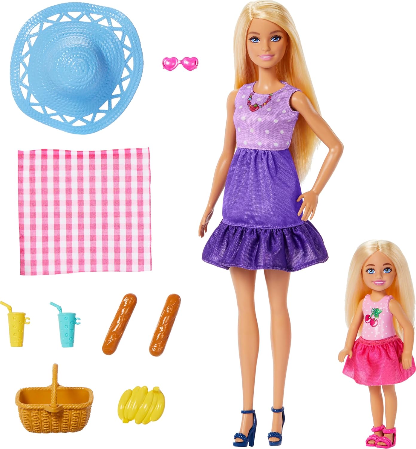 Barbie Family & Friends Dolls & Accessories Playset, Picnic-Themed Playset with Fashion & Small Dolls, Plus 9 Pieces Including Food