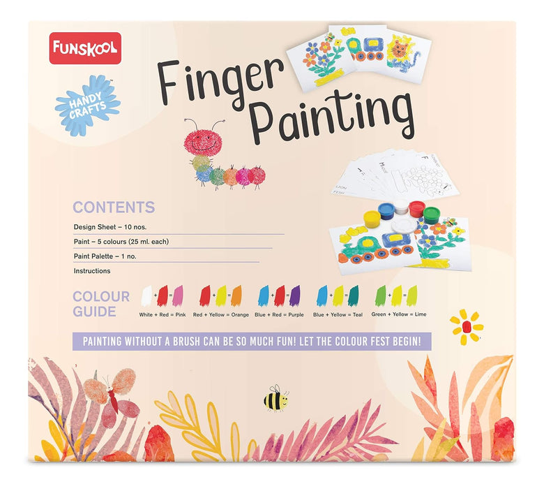 Handycrafts Funskool Finger Painting Kit, DIY Kit, Art and Craft Set for Kids, Learning, Fun & Engaging Activity for Childrens, Multicolour, Gift Set for Kids, Age 5+ Years