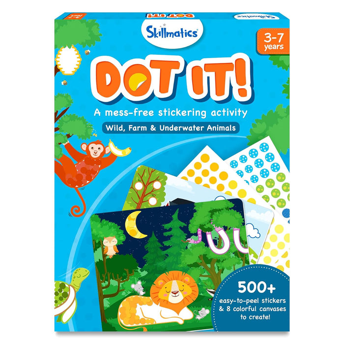 Skillmatics Art Activity - Dot It Animals, No Mess Sticker Art for Kids, Craft Kits, DIY Activity, Gifts for Boys & Girls