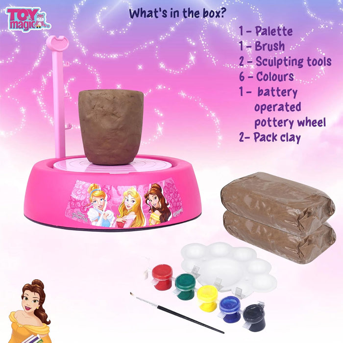 Pottery Wheel Princess Art Set |Battery Operated Pottery Wheel & Painting Kit for Beginners with Modeling Clay, Sculpting Clay & Tools|Arts & Crafts for Boys and Girls Age 5-12 yrs+