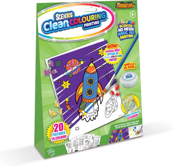 Scentos CleanColouring™ Magic Gel Painting Adventure Set Mess Free Scented Painting Fun for Boys and Girls Free from Mess Scented Magic Gel Paint CleanColouring Paper with included paintbrush