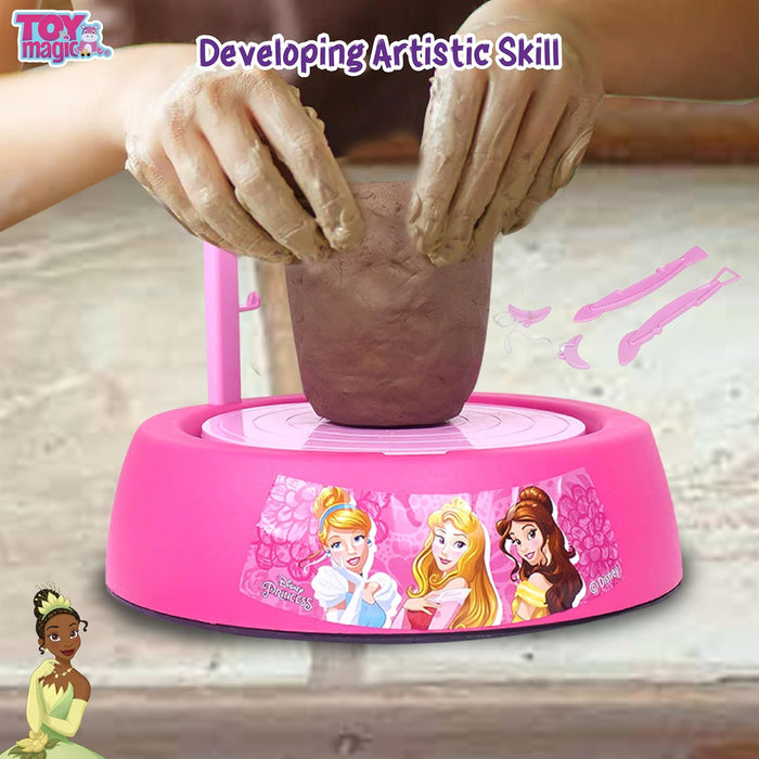 Pottery Wheel Princess Art Set |Battery Operated Pottery Wheel & Painting Kit for Beginners with Modeling Clay, Sculpting Clay & Tools|Arts & Crafts for Boys and Girls Age 5-12 yrs+