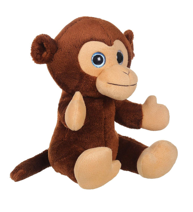 Mirada Dark Brown Cute Plush Stuffed Glitter Eye Velcro Monkey Soft Toy - 25 cm