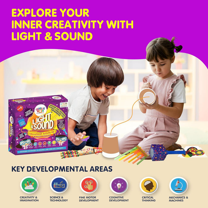 Genius Box - Play some Learning STEM Toy for 5+ Year Age: Light and Sound DIY,Activity Kit, Learning Kit, Educational Kit,Multicolor, Wood;Paper 15 Activity Kit