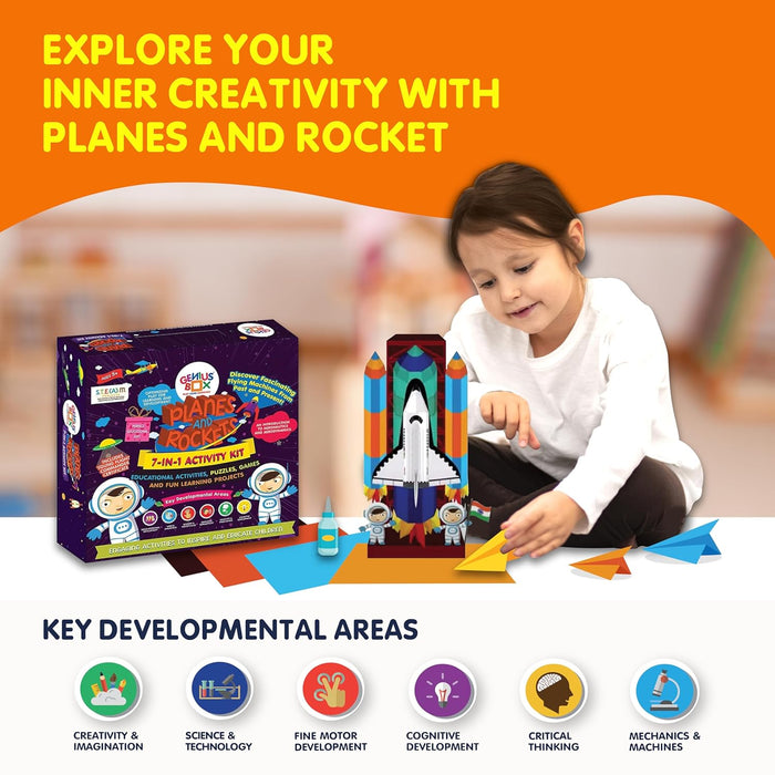 Genius Box Educational Toy for 5+ Year Age: Planes and Rockets DIY, Activity Kit, Learning Kit, Educational Kit, STEM Toy