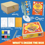 DIY Gond Painting Utility Box Kit, Indian Ethnic Art Form Painting Kit, Cultural Education & Indian History Kit with Bonus Written Material Explaining the Origin, Techniques, and Relevance of this Art Form DIY Kit for Kids