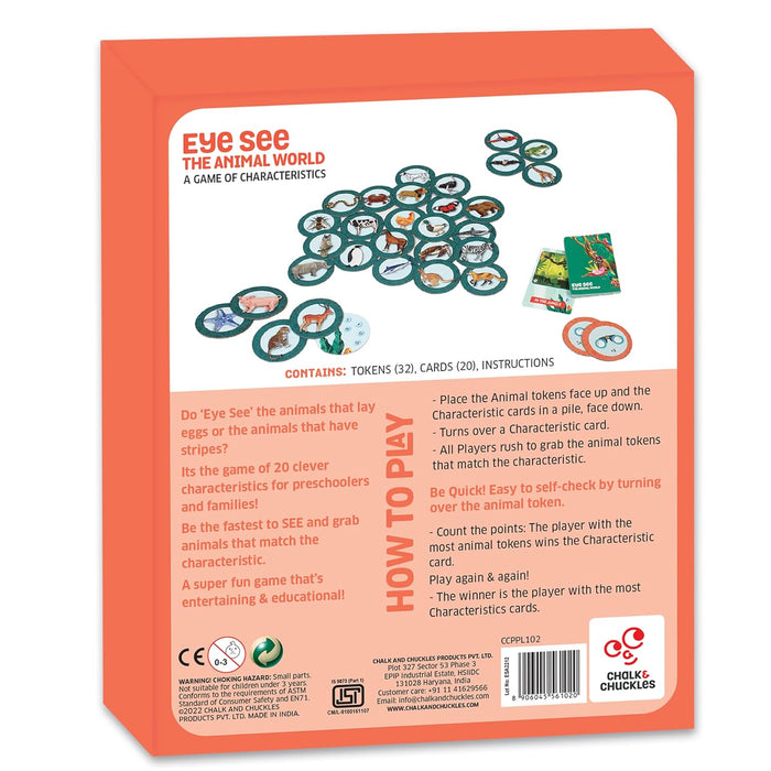 Chalk and Chuckles Educational Game- Eye See Animal World, Gifts for Kids Age 3-6, Super Fun Learning Toys for Boys, Girls 4, 5 Years