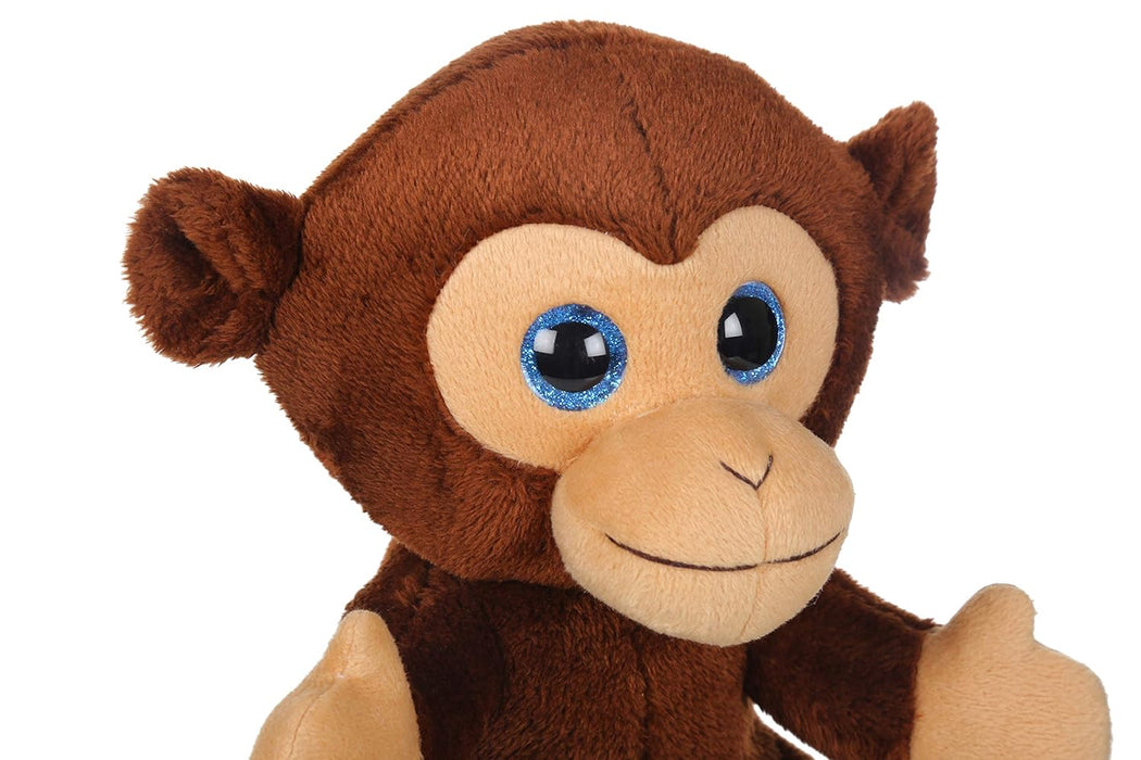 Mirada Dark Brown Cute Plush Stuffed Glitter Eye Velcro Monkey Soft Toy - 25 cm