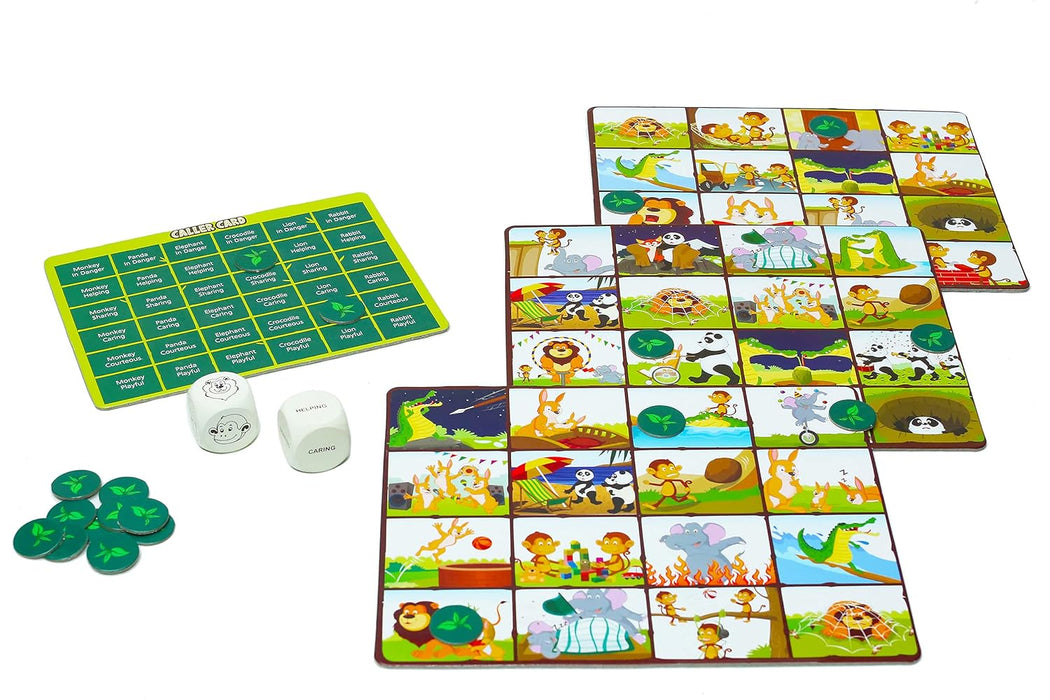 Chalk and Chuckles A Day in The Jungle, Fun Animal Bingo Board Game for Kids Age 4-7, Gift for Boys and Girls 5+ Years