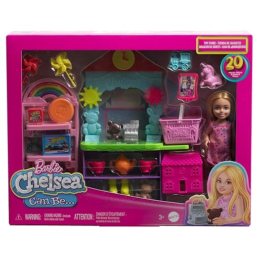 Barbie Chelsea Can Be… Toy Store Playset with Small Blonde Doll, Counter & Display Furniture & 15 Accessories, Like Mini Toys
