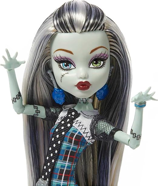 Monster High Frankie Stein Reproduction Doll (10.5 in) Wearing Original Fashion & Shoes, with Pet, Doll Stand & Accessories, Gift for Collectors