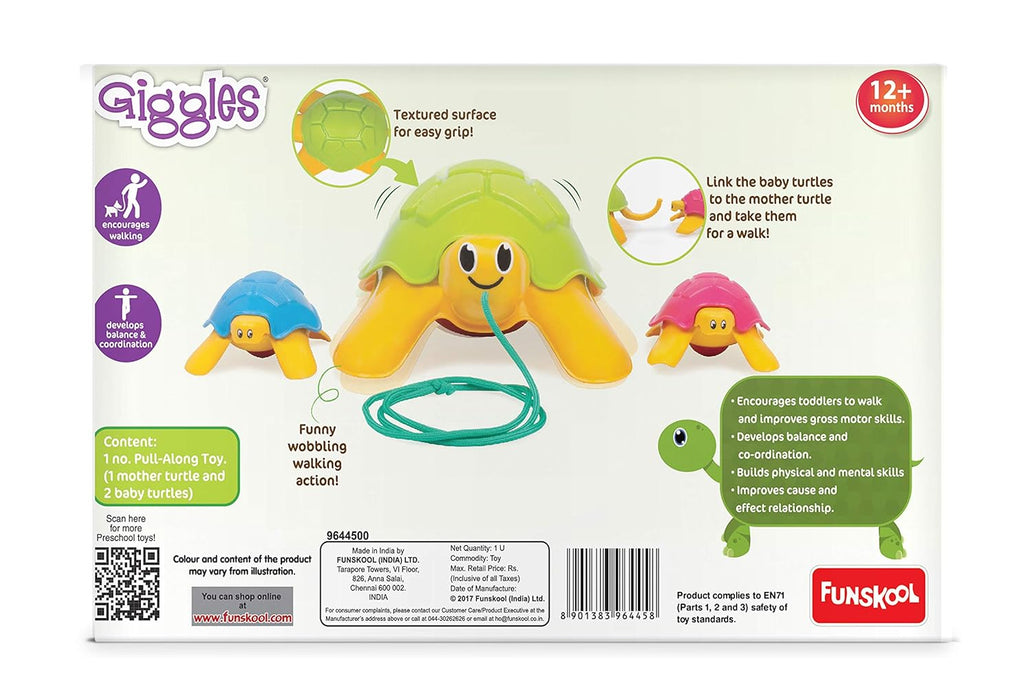 Giggles - Linking Turtle, 2 in Pull Along Toy, Walking, Stacking and Linking, 12 Months & Above, Infant and Preschool Toys