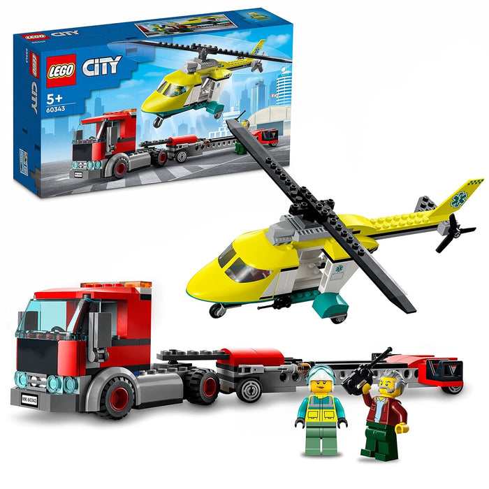 LEGO City Rescue Helicopter Transport 60343 Building Kit (215 Pcs),Multicolor