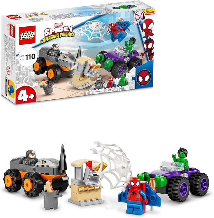 Lego 10782 Marvel Hulk vs. Rhino Monster Truck Showdown, Toy for Kids, Boys & Girls Age 4 Plus with Spider-Man Minifigure, Spidey and His Amazing Friends Series