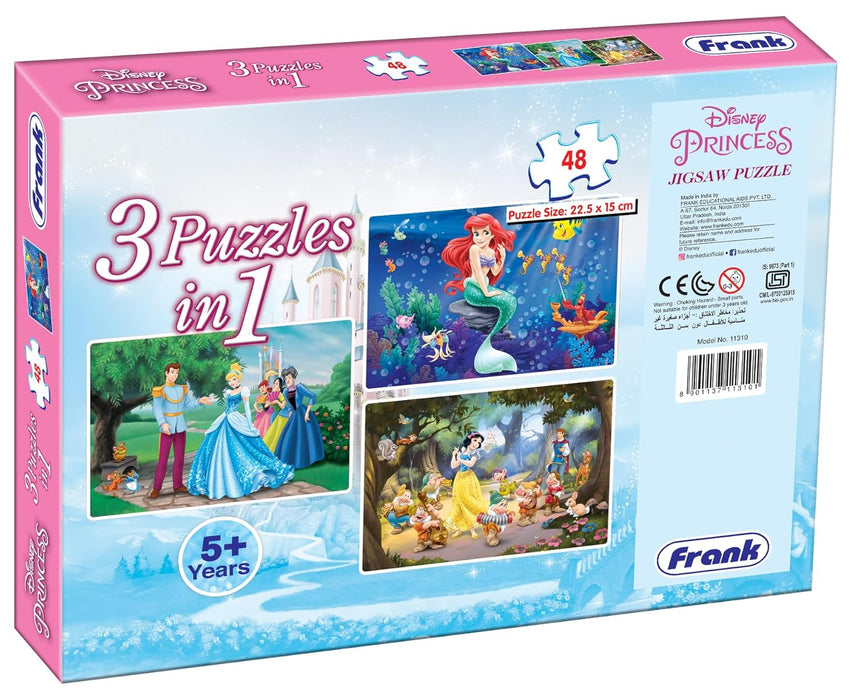 Frank Disney Princess (48 Pieces) 3 in 1 Jigsaw Puzzle for Kids Above 5+ Years - Fun & Challenging Brain Booster Games - for Enhanced Focus and Memory