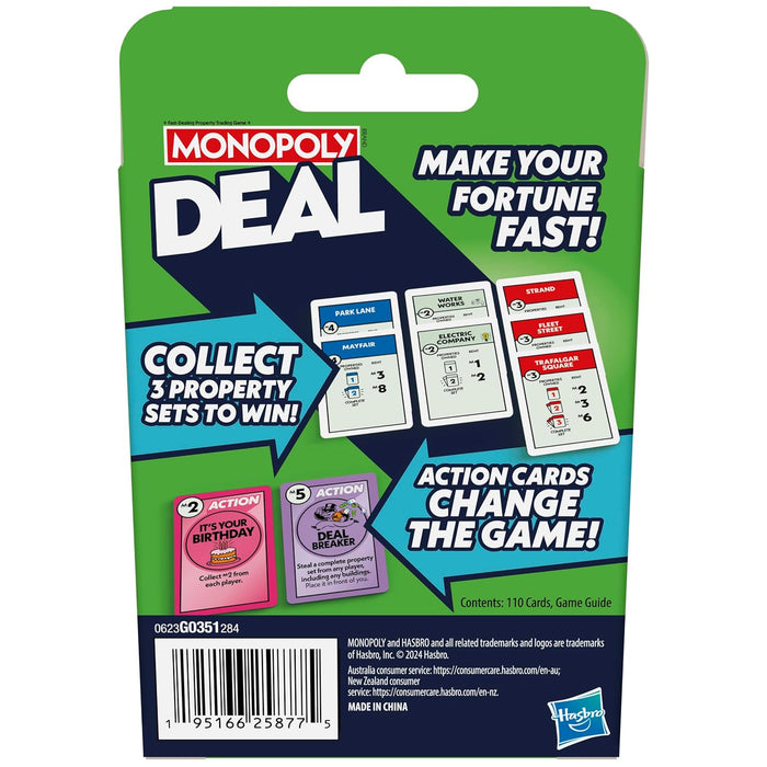 Monopoly Deal Card Game | Quick-Playing Card Game | Fun Games for Families and Kids | Ages 8 and Up | 2 to 5 Players | 15 Mins. | Travel Games