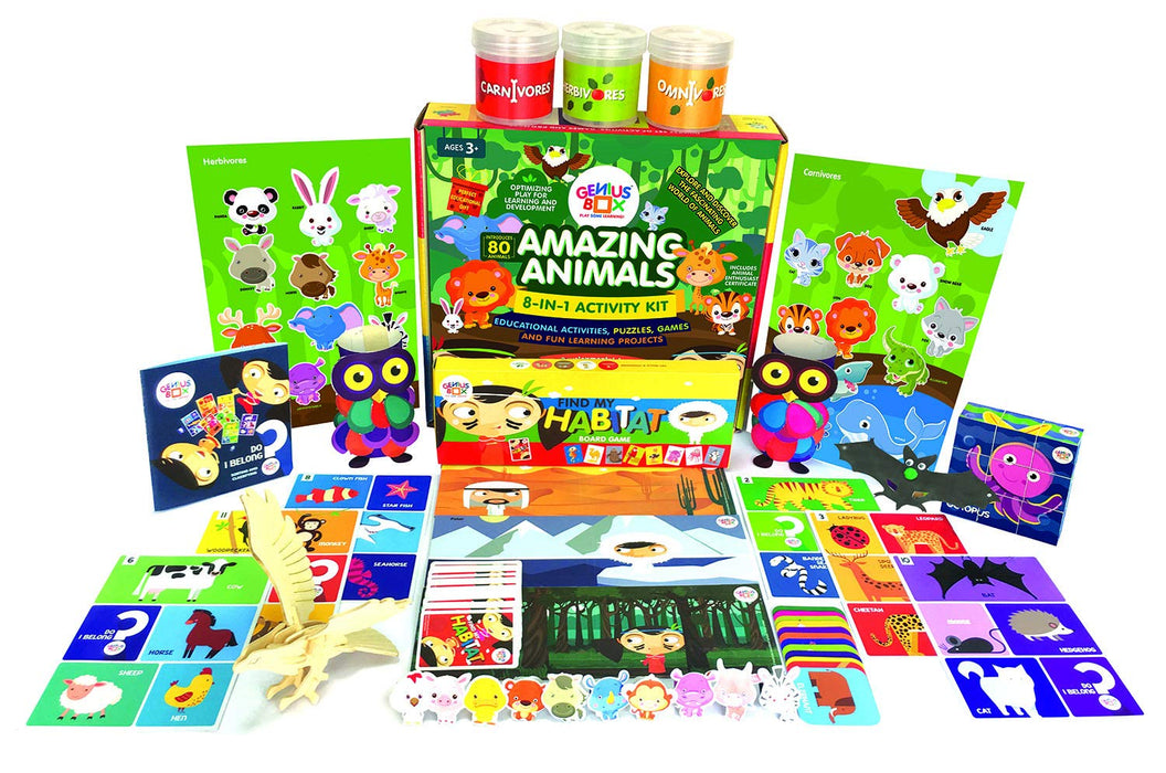 Genius Box - Play some Learning Activity Kit for 3+ Year Age: Amazing Animals DIY, Educational Toy, Learning Kit, Educational Kit, STEM Toy 30 Activity Kit