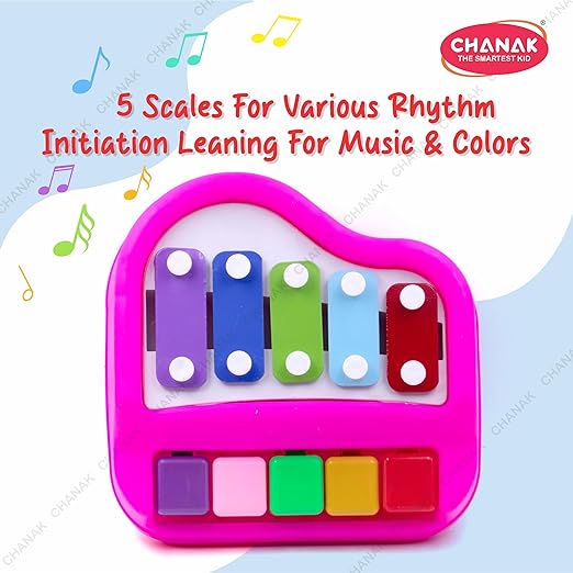 Chanak Musical Xylophone Plastic Piano Toy for Kids, Musical Piano Xylophone for Kids, Non-Toxic Suitable for Children Above 3 Years, BIS Approved (Pian Pink)
