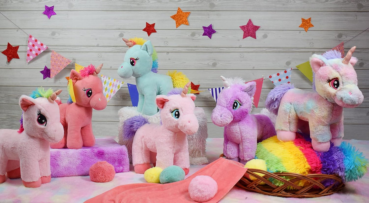 Mirada Enchanting Rainbow Coral Unicorn Soft Toy for Girls/Kids | Floppy and Glittery with Sparkling Horn