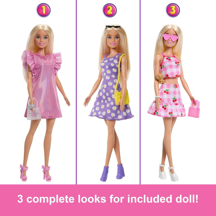Barbie Dream Closet Toy Playset with Blonde Fashion Doll, Clothes & Accessories, 3-ft-Wide with 25+ Pieces, 3 Complete Looks