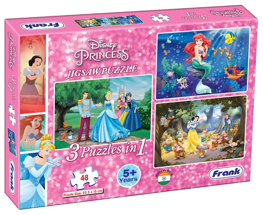 Frank Disney Princess (48 Pieces) 3 in 1 Jigsaw Puzzle for Kids Above 5+ Years - Fun & Challenging Brain Booster Games - for Enhanced Focus and Memory