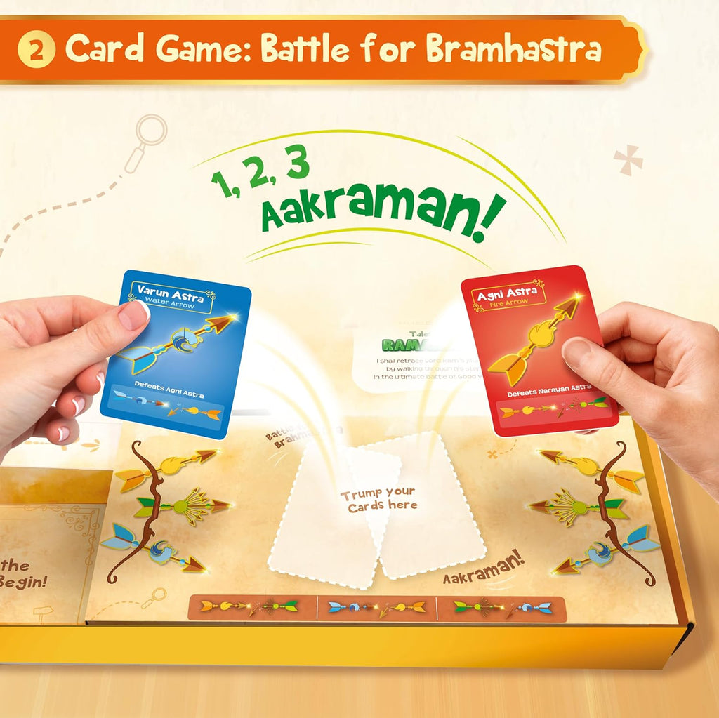 Imagimake Mapology Tales of Ramayana | 3-in-1 Fun Family Board Game | Magnetic Path Puzzle | Ramayana Storybook | Trump Cards| Gifts for Kids Age 8+