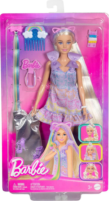 Barbie Fun & Fancy Doll & Accessories, Blonde Fashion Doll with Extra-Long Hair & 2 Looks, Including Silver Metallic Dress & Hair Extension