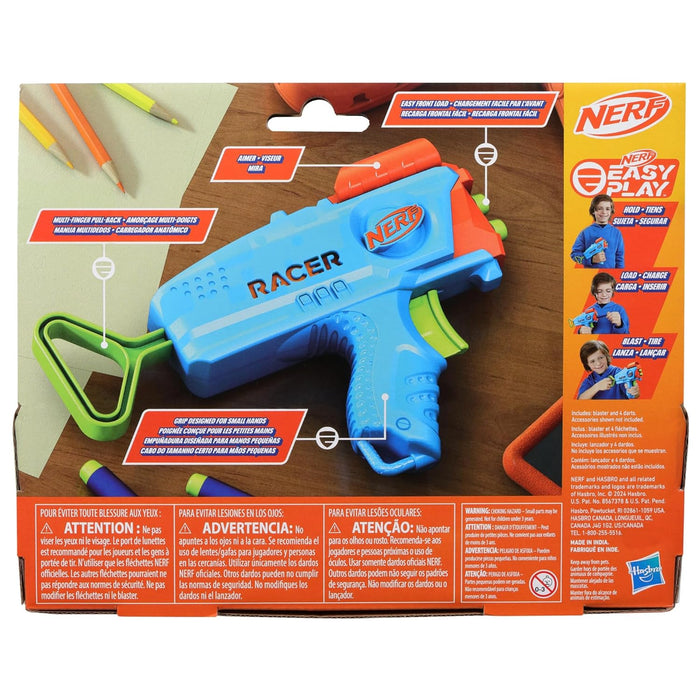 Nerf Elite Junior Racer Easy Play Dart Blaster, 4 Elite Darts, Outdoor Toys for 6 Year Old Boys & Girls