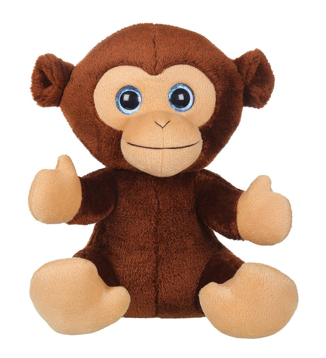 Mirada Dark Brown Cute Plush Stuffed Glitter Eye Velcro Monkey Soft Toy - 25 cm