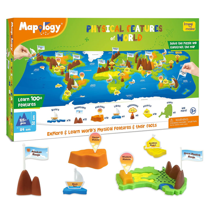 Imagimake Mapology Physical Features of World Map | 3D Puzzle & Construction toys for kids | Birthday Gift For Girls & Boys