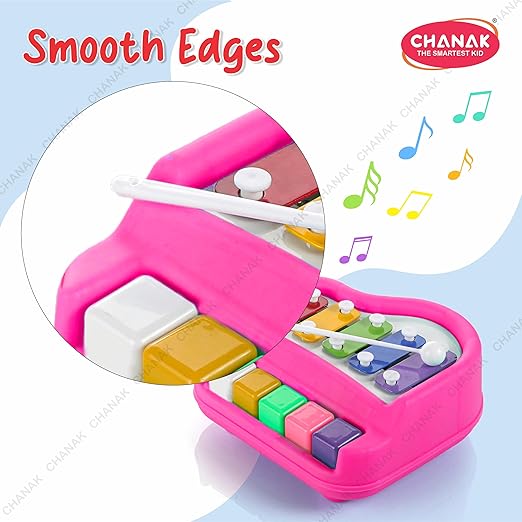 Chanak Musical Xylophone Plastic Piano Toy for Kids, Musical Piano Xylophone for Kids, Non-Toxic Suitable for Children Above 3 Years, BIS Approved (Pian Pink)