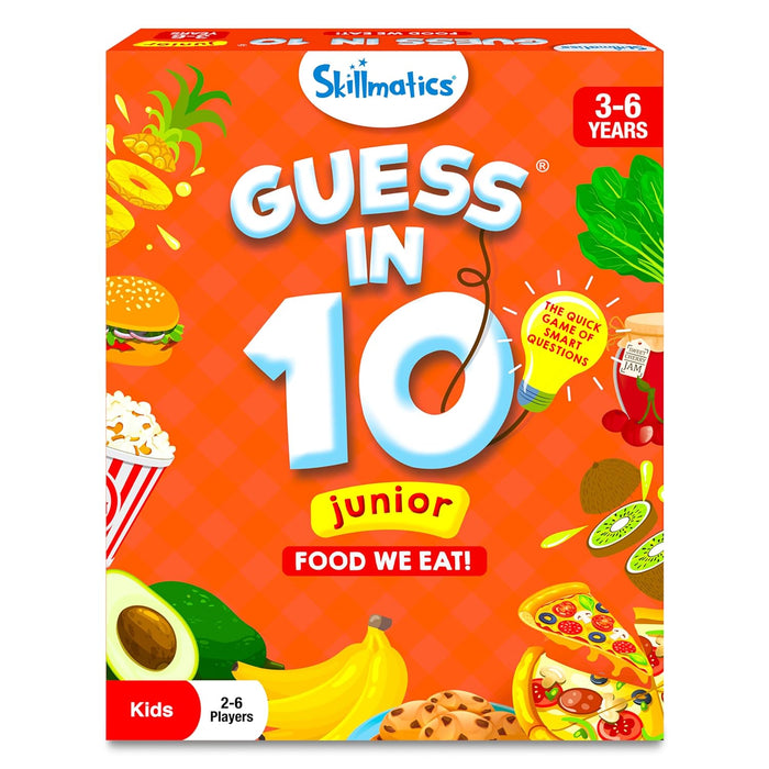 Skillmatics Card Game - Guess in 10 Junior Food We Eat for Kids, Boys, Girls, and Families Who Love Board Games and Educational Toys, Travel Friendly, Gifts for Ages 3, 4, 5, 6