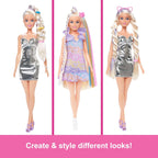 Barbie Fun & Fancy Doll & Accessories, Blonde Fashion Doll with Extra-Long Hair & 2 Looks, Including Silver Metallic Dress & Hair Extension
