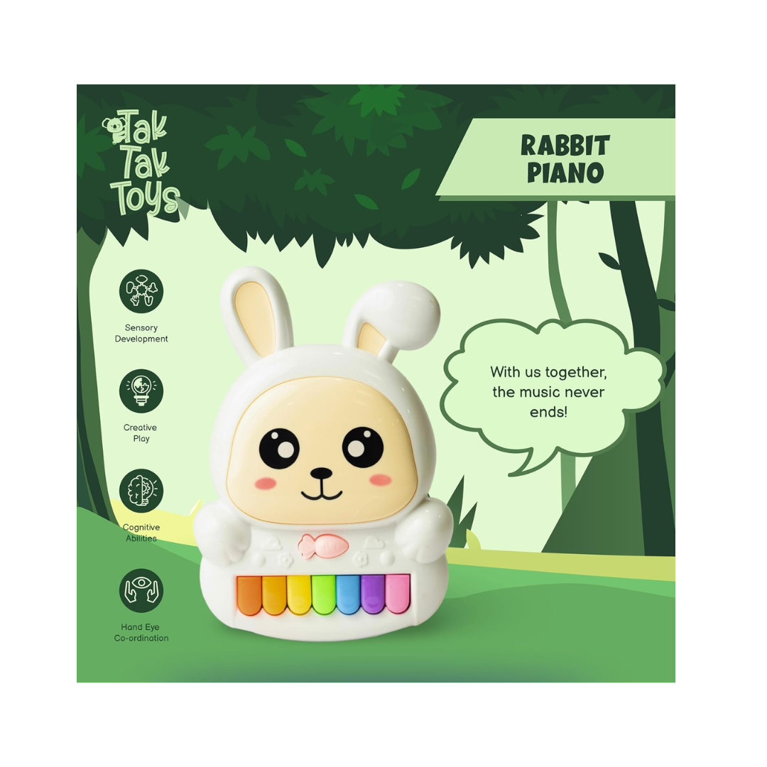 TAK TAK TOYS' Rabbit Piano | Animal Piano Toy for Kids | Musical Toy for Hand-Eye Coordination and Creative Development for 1+ Years