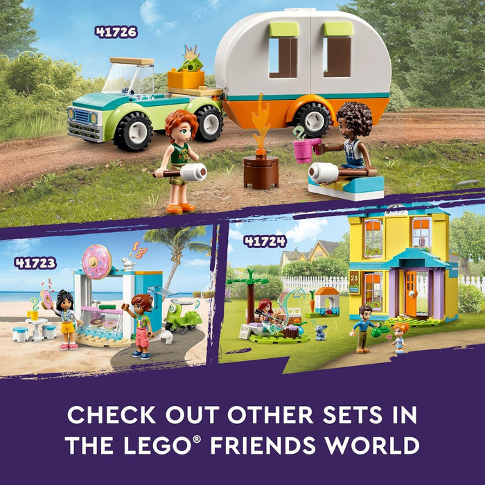 LEGO Friends Holiday Camping Trip 41726, Toy Caravan with Car, Toy Camper Van, Pretend Play Toy Camping Set for Kids, Girls and Boys 4+ Year Old, Forest Adventure Set with Two Minifigures