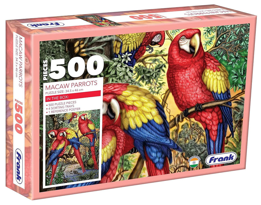 Frank Macaw Parrots Jigsaw Puzzle (500 Pieces) for Adults and Kid Above 10+ Years- Realistic Illustrations -Fun & Challenging Brain Booster Games - for Focus and Memory