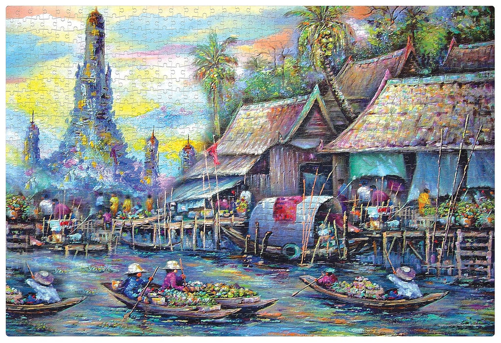 Frank Floating Market Jigsaw Puzzle (1000 Pieces) for Adults and Kid Above 15+ Years-Realistic Illustrations-Fun & Challenging Brain Booster Games - for Focus and Memory