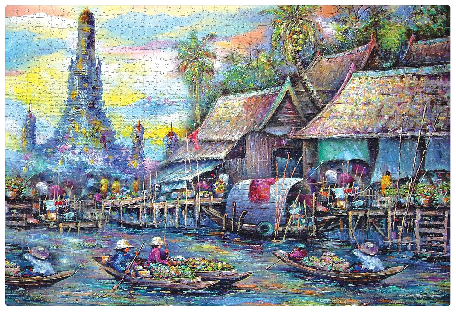 Frank Floating Market Jigsaw Puzzle (1000 Pieces) for Adults and Kid Above 15+ Years-Realistic Illustrations-Fun & Challenging Brain Booster Games - for Focus and Memory