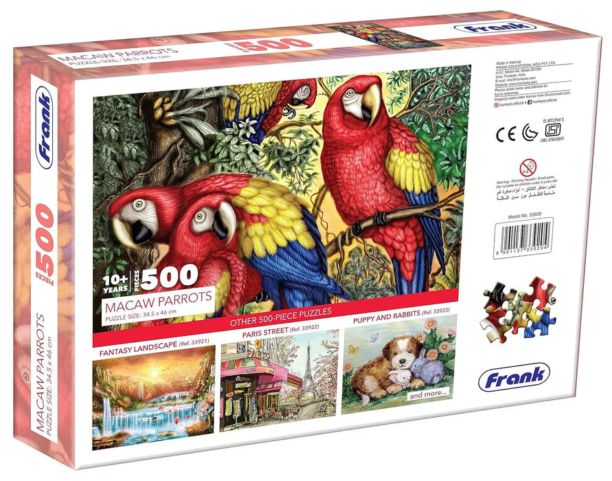 Frank Macaw Parrots Jigsaw Puzzle (500 Pieces) for Adults and Kid Above 10+ Years- Realistic Illustrations -Fun & Challenging Brain Booster Games - for Focus and Memory