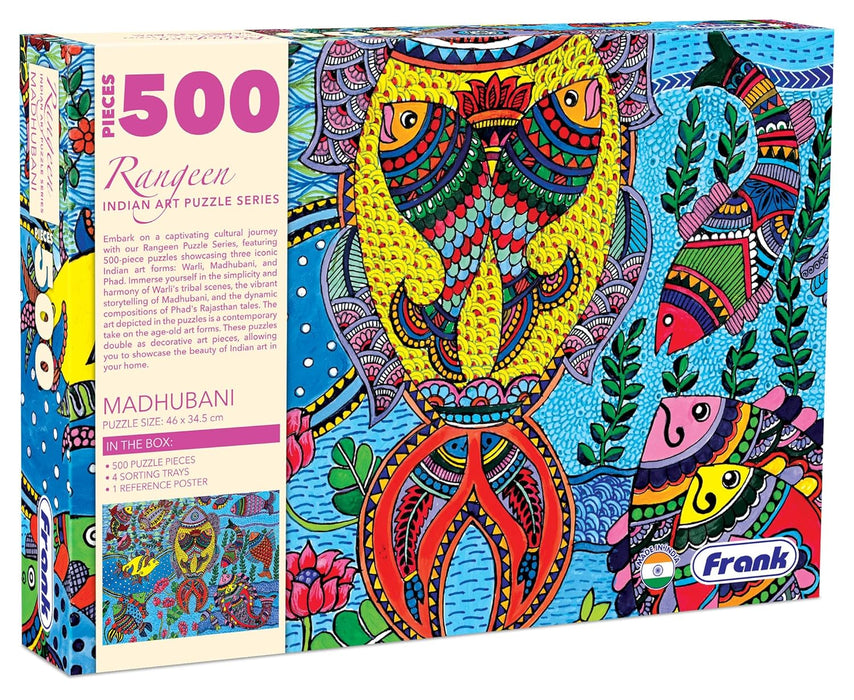 Frank Madhubani Jigsaw Puzzle (500 Pieces) for Adults and Kid Above 10+ Years-Traditional Rangeen Indian Art -Fun & Challenging Brain Booster Games - for Focus and Memory