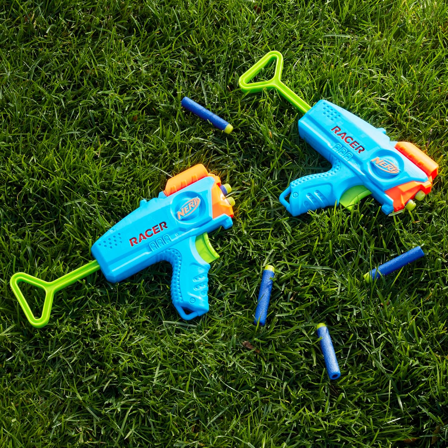Nerf Elite Junior Racer Easy Play Dart Blaster, 4 Elite Darts, Outdoor Toys for 6 Year Old Boys & Girls