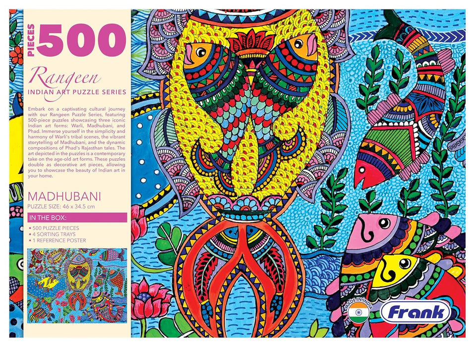 Frank Madhubani Jigsaw Puzzle (500 Pieces) for Adults and Kid Above 10+ Years-Traditional Rangeen Indian Art -Fun & Challenging Brain Booster Games - for Focus and Memory